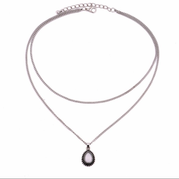 3/$30 Water Drop Shape Layered Pendant Necklace - Picture 3 of 7